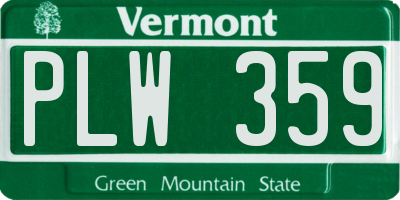 VT license plate PLW359