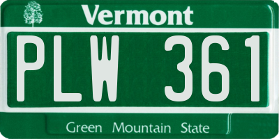 VT license plate PLW361