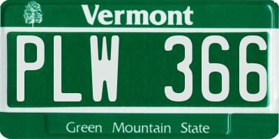 VT license plate PLW366