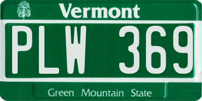 VT license plate PLW369