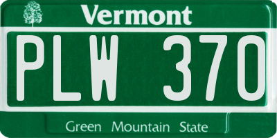 VT license plate PLW370