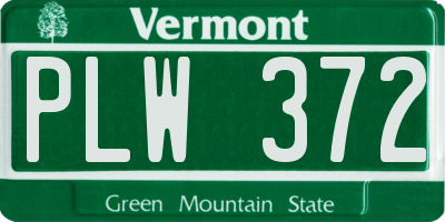 VT license plate PLW372