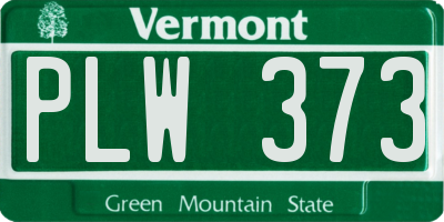 VT license plate PLW373