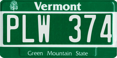 VT license plate PLW374