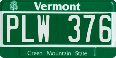 VT license plate PLW376