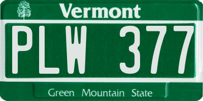 VT license plate PLW377