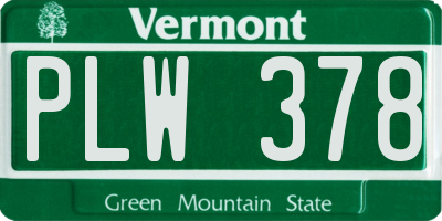 VT license plate PLW378