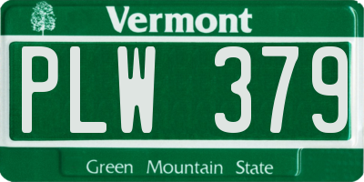 VT license plate PLW379