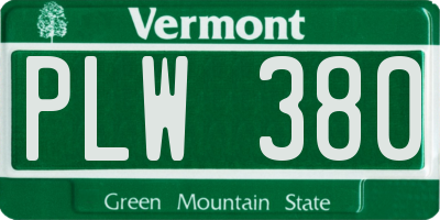 VT license plate PLW380