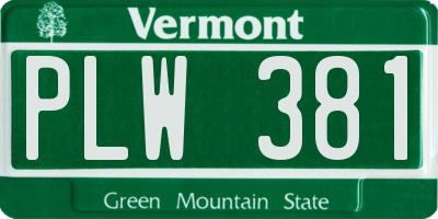 VT license plate PLW381