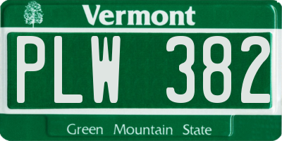 VT license plate PLW382