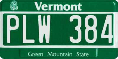 VT license plate PLW384
