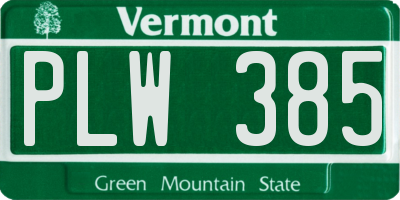 VT license plate PLW385