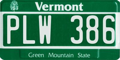 VT license plate PLW386