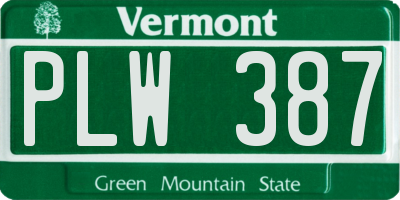 VT license plate PLW387