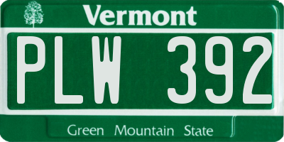 VT license plate PLW392