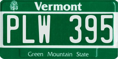 VT license plate PLW395