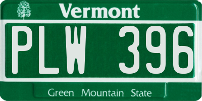 VT license plate PLW396