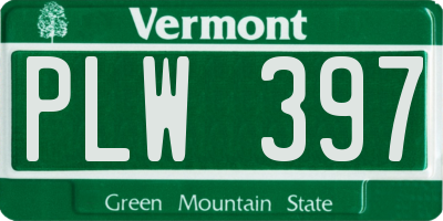 VT license plate PLW397