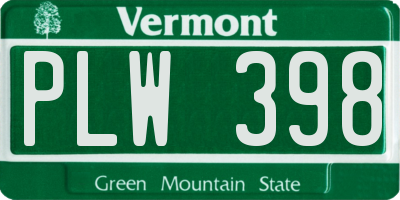VT license plate PLW398