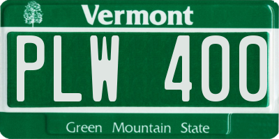 VT license plate PLW400