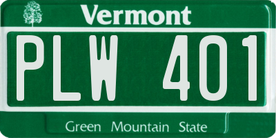 VT license plate PLW401