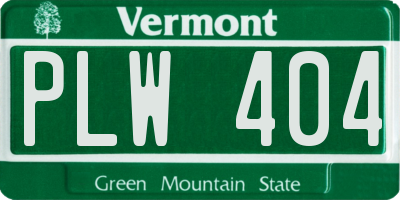 VT license plate PLW404