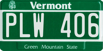 VT license plate PLW406