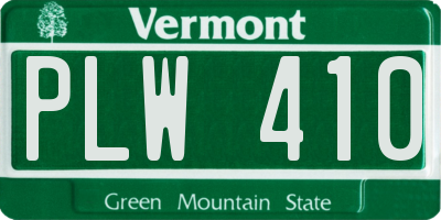 VT license plate PLW410