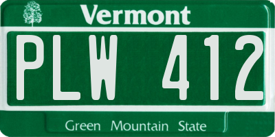 VT license plate PLW412