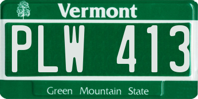 VT license plate PLW413