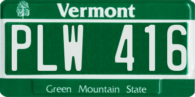 VT license plate PLW416