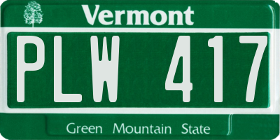 VT license plate PLW417