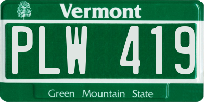 VT license plate PLW419