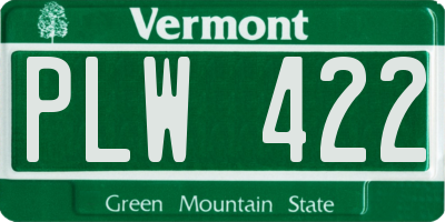 VT license plate PLW422