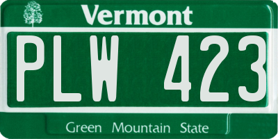 VT license plate PLW423