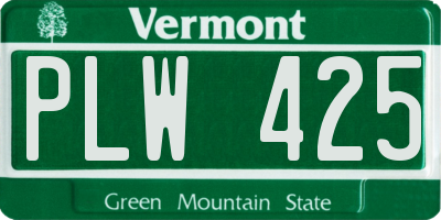 VT license plate PLW425
