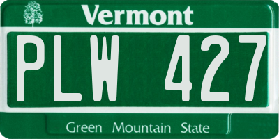 VT license plate PLW427
