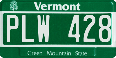 VT license plate PLW428
