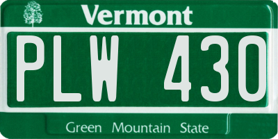 VT license plate PLW430