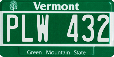 VT license plate PLW432