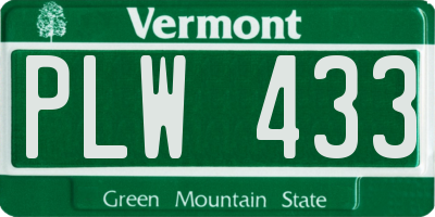 VT license plate PLW433