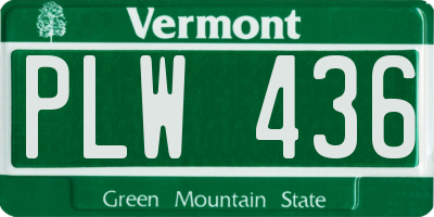 VT license plate PLW436