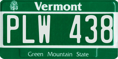 VT license plate PLW438
