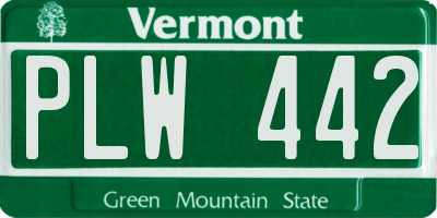 VT license plate PLW442