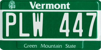 VT license plate PLW447
