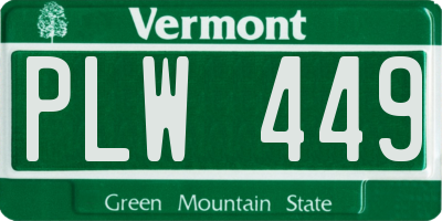 VT license plate PLW449
