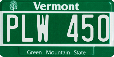 VT license plate PLW450