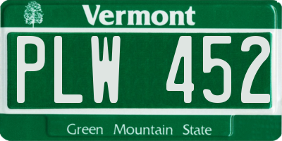 VT license plate PLW452