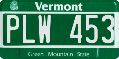 VT license plate PLW453